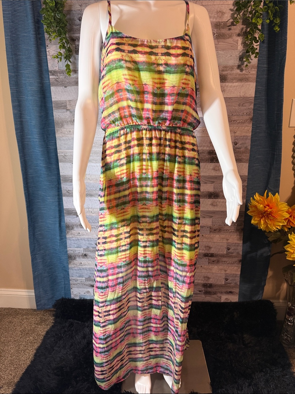 Bright Multi-Color Tie-Dye Look Maxi Dress - Women